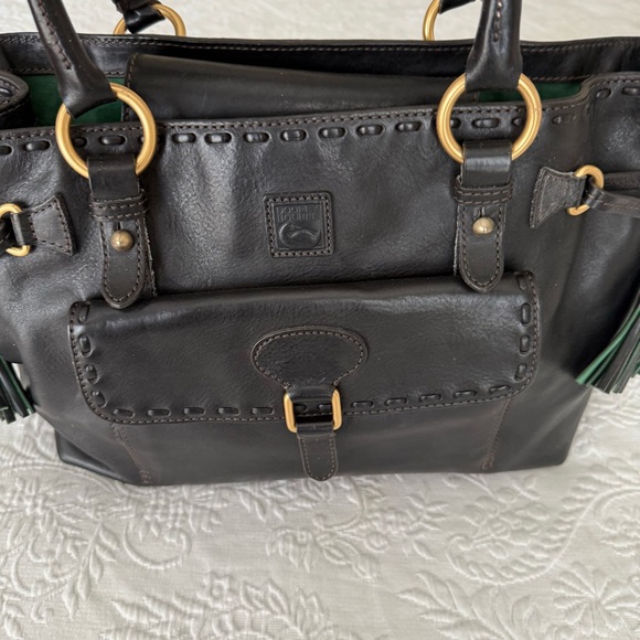 Dooney & Bourke RARE Florentine Black and Gold Leather Satchel Handbag - Picture 3 of 14